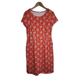 Boden Dress Women's 8 R Phoebe Jersey Knit Floral Short Sleeve‎ Orange